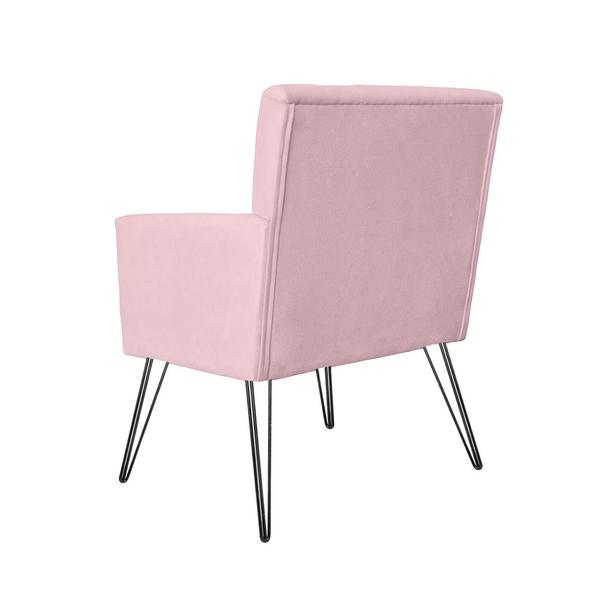 Imagem de Poltrona Estofada Para Sala de Estar Pés de Ferro Onix Suede Rosa Bebe - MB Decor