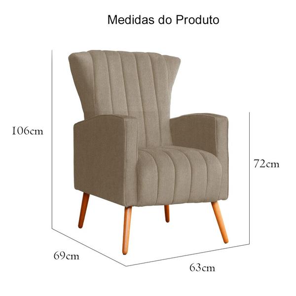 Imagem de Poltrona Estofada Pés Palito Sala de Estar Melinda Suede Cappuccino - DL DECOR