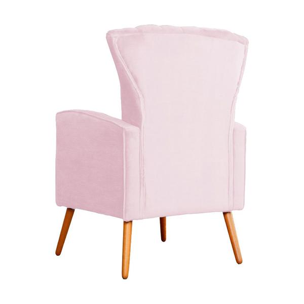 Imagem de Poltrona Estofada Pés Palito Sala de Estar Melinda Suede Rosa Bebe - LM DECOR