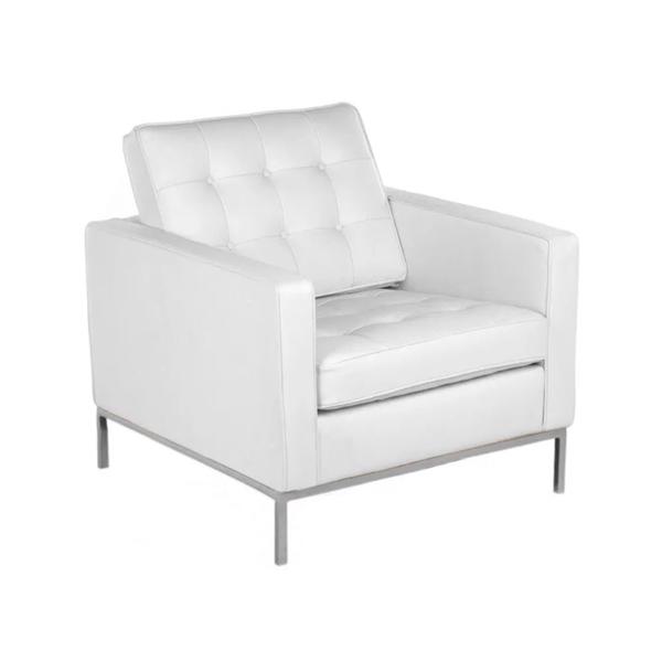 Imagem de Poltrona Florence Knoll Cromado em Sintético Branco