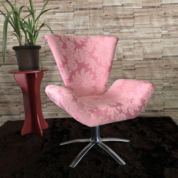 Imagem de Poltrona Giratória Elegance  Jacquard Rosa Bebê