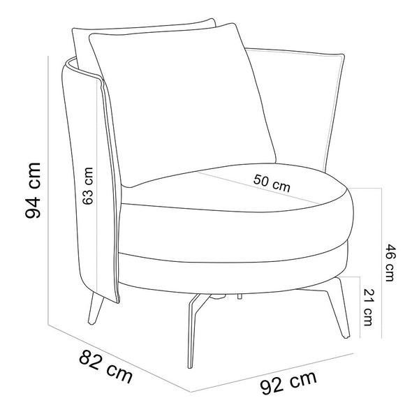 Imagem de Poltrona Giratória Orgânica Para Sala Living Ella T03 Linho Terracota material sintético Whisky - Lyam Decor