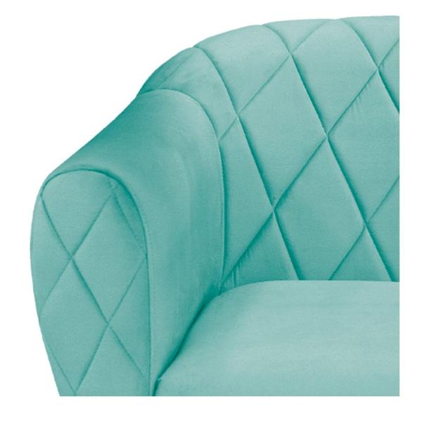 Imagem de Poltrona Grazi Base Giratória de Madeira Suede Azul Tiffany - Amarena Móveis