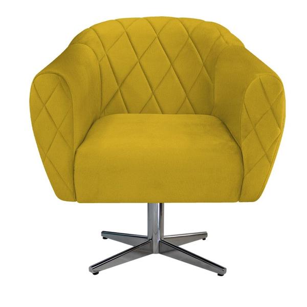 Imagem de Poltrona Grazi Base Giratória de Metal Suede Amarelo - Amarena Móveis