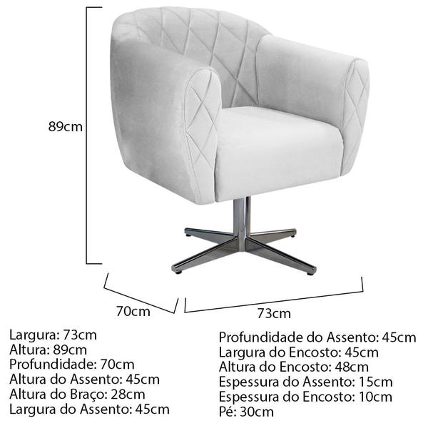 Imagem de Poltrona Grazi Base Giratória de Metal Suede Branco - Amarena Móveis