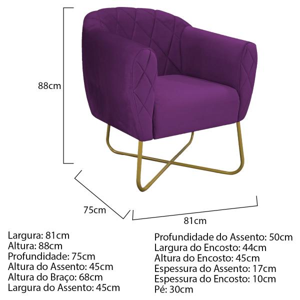 Imagem de Poltrona Grazi  Base X Dourada Suede - ADJ Decor