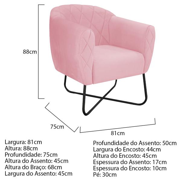 Imagem de Poltrona Grazi  Base X Preta Suede - ADJ Decor