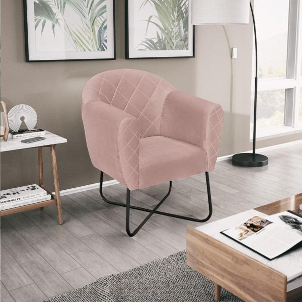 Imagem de Poltrona Grazi  Base X Preta Suede - ADJ Decor