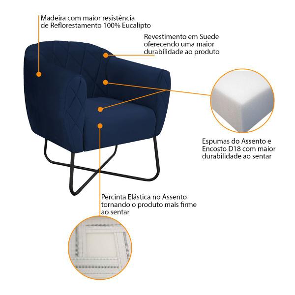 Imagem de Poltrona Grazi  Base X Preta Suede - Amarena Móveis