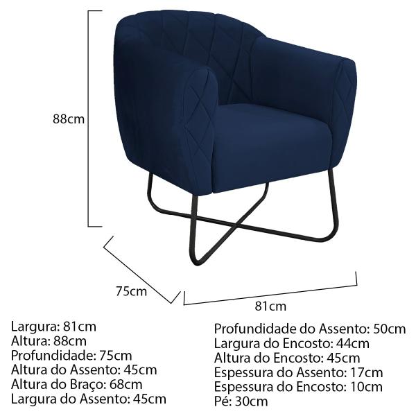 Imagem de Poltrona Grazi  Base X Preta Suede - Doce Sonho Móveis