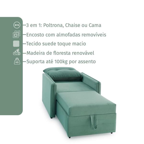 Imagem de Poltrona Icaria 3 em 1 Poltrona Chaise Cama Estofama