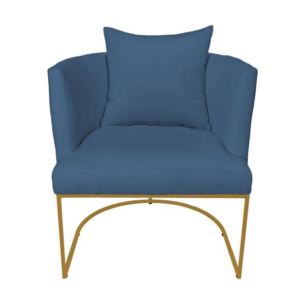 Imagem de Poltrona Infinity Suede Azul Royal Base Metálica Dourada - Belliv Decor