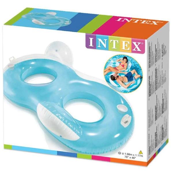 Imagem de Poltrona Inflável Duplo 2 pessoas Piscina Double Azul Intex - 56800