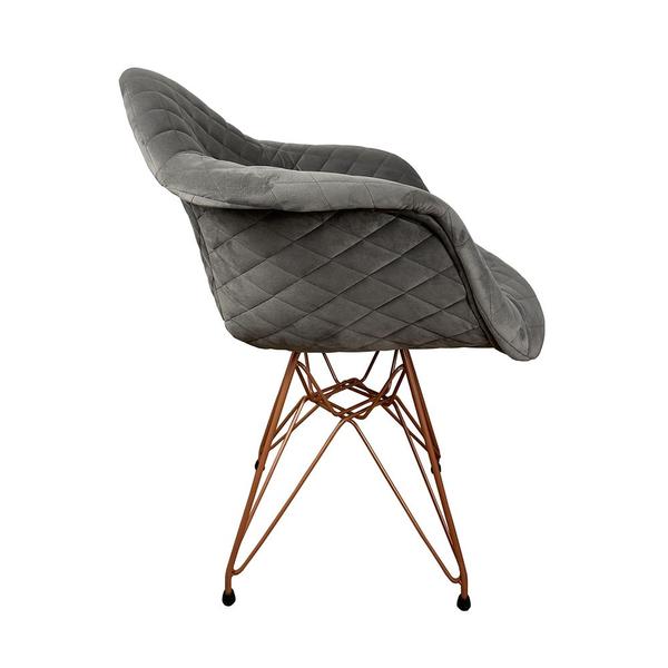 Imagem de Poltrona Jantar Eames Eiffel Estofada Cinza Base Cobre