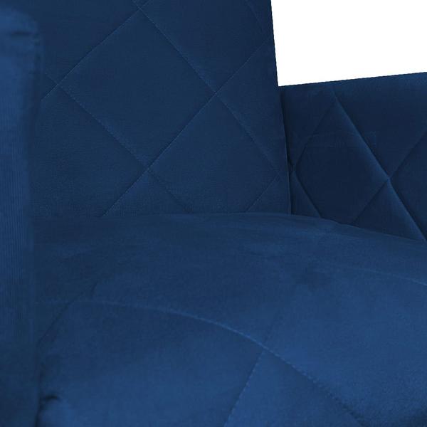 Imagem de Poltrona Klara Base Metálica Cobre Suede Azul Marinho - Belliv Decor