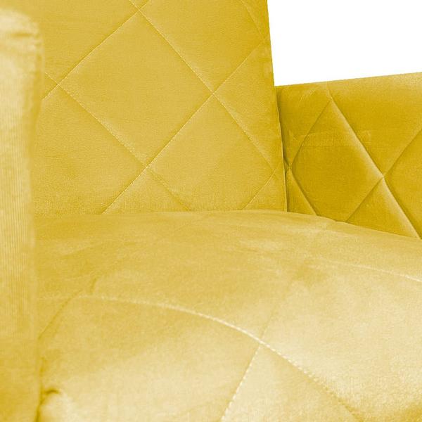 Imagem de Poltrona Klara Suede Amarelo Base De Ferro Cobre  - Belliv Decor