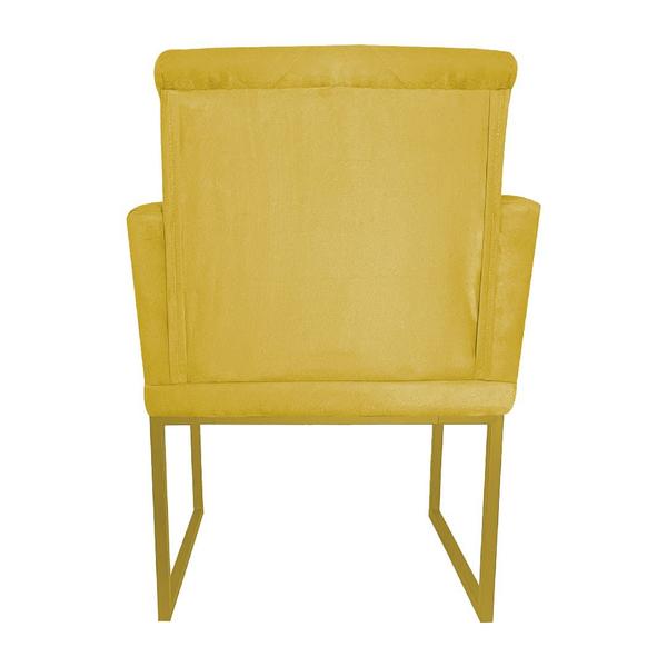 Imagem de Poltrona Klara Suede Amarelo Base De Ferro Dourada  - Vallisa Decor