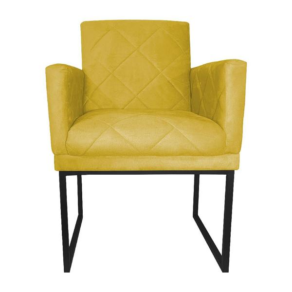 Imagem de Poltrona Klara Suede Amarelo Base De Ferro Preta  - Belliv Decor