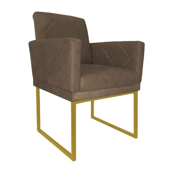 Imagem de Poltrona Klara Suede Cappuccino Base De Ferro Dourada  - Belliv Decor