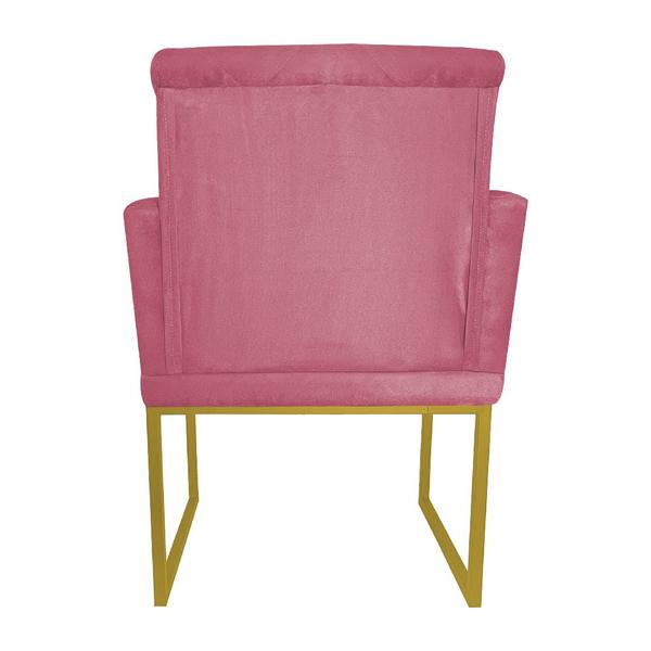 Imagem de Poltrona Klara Suede Rosa Base De Ferro Dourada  - Belliv Decor