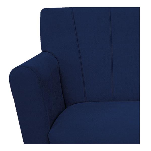 Imagem de Poltrona Laura Base Giratória de Madeira Suede Azul Marinho - ADJ Decor