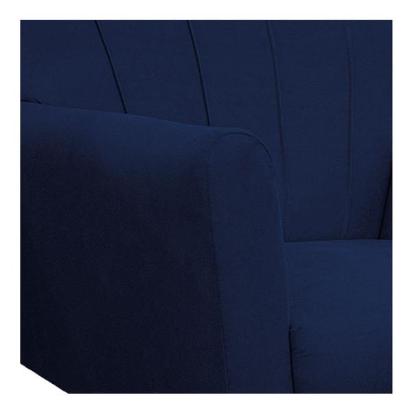 Imagem de Poltrona Laura Base Giratória de Madeira Suede Azul Marinho - ADJ Decor