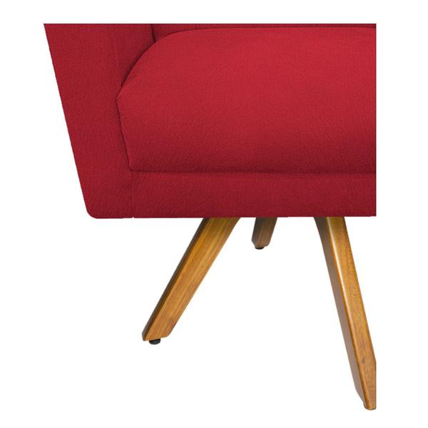 Imagem de Poltrona Laura Base Giratória de Madeira Suede Vermelho - ADJ Decor