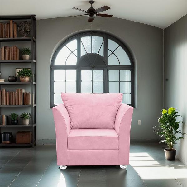 Imagem de Poltrona Lisboa Para Sala, Escritório, Salão ,Quarto Suede Rosa bebê-Casa da Poltrona 