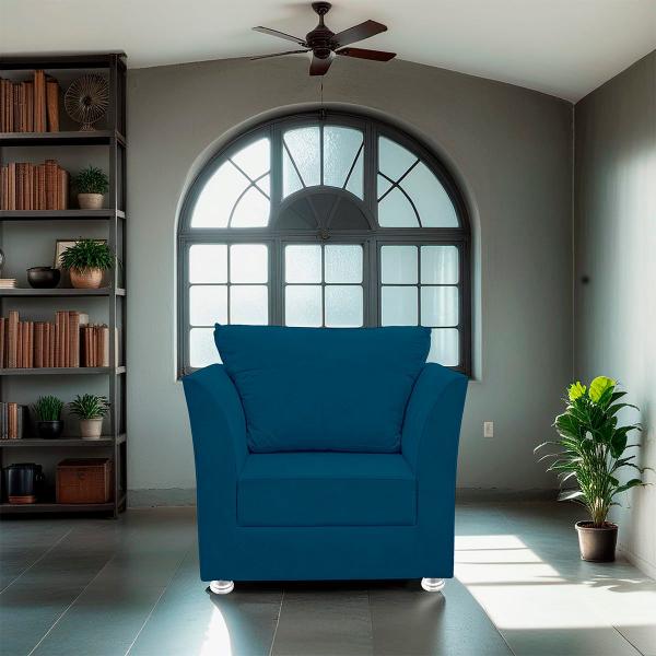 Imagem de Poltrona Lisboa - Suede Azul Marinho - THAINA DECORA