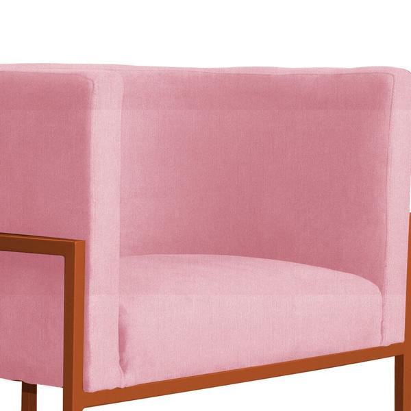 Imagem de Poltrona Luana Base Metálica Cobre Suede Rosa - Vallisa Decor