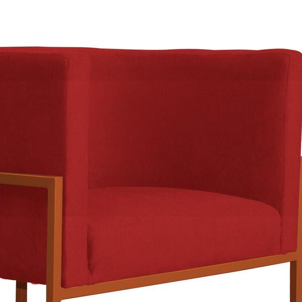 Imagem de Poltrona Luana Base Metálica Cobre Suede Vermelho - Vallisa Decor