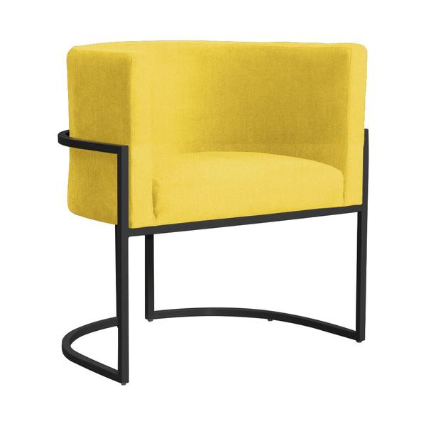 Imagem de Poltrona Luana Suede Amarelo Base Preto Sala Luxo  - FM