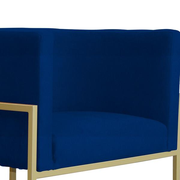 Imagem de Poltrona Luana Suede Azul Marinho Base Metálica  - Belliv Decor