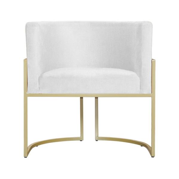 Imagem de Poltrona Luana Suede Branco Base Metálica Dourada - Belliv Decor