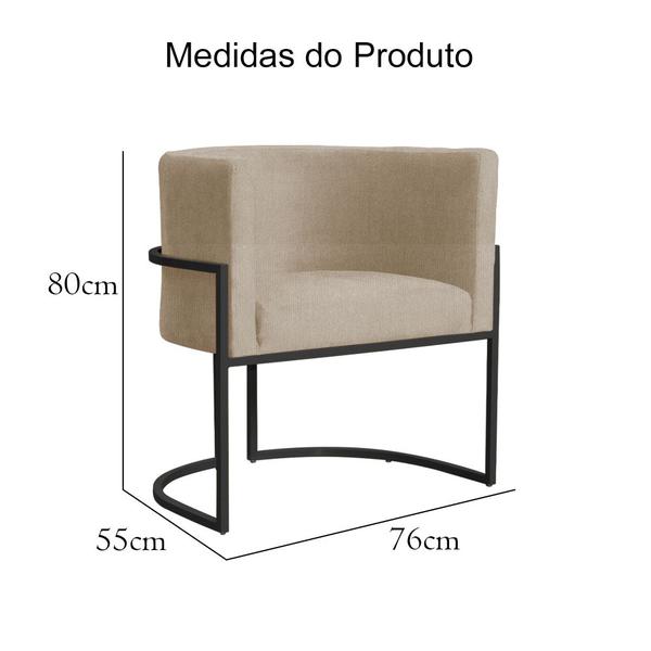 Imagem de Poltrona Luana Suede Capuccino Base Preto Sala Luxo  - FM