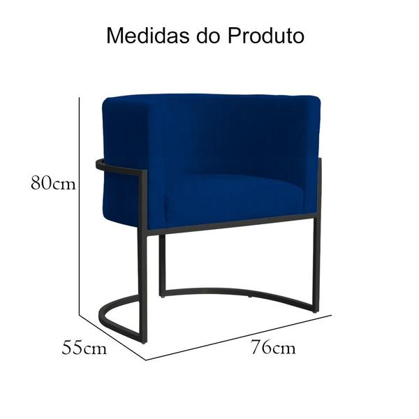 Imagem de Poltrona Luana Suede Marinho Base Preto Sala Luxo  - FM