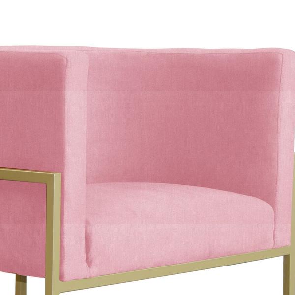 Imagem de Poltrona Luana Suede Rosa Base Metálica Dourada - Vallisa Decor