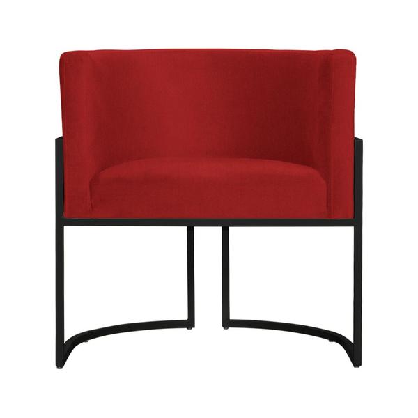 Imagem de Poltrona Luana Suede Vermelho Base Preto Sala Luxo  - FM