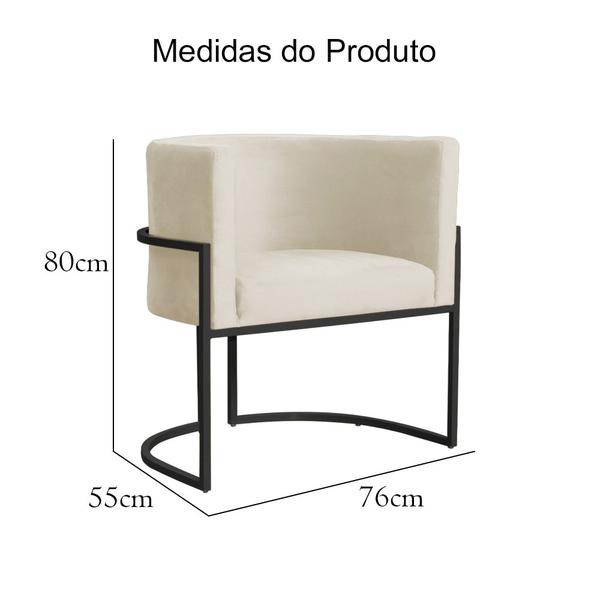 Imagem de Poltrona Luana Veludo Bege Base Metálica Preta - Belliv Decor