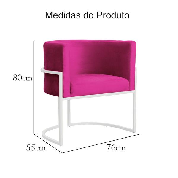 Imagem de Poltrona Luana Veludo Pink Base Branca Sala Luxo  - FM