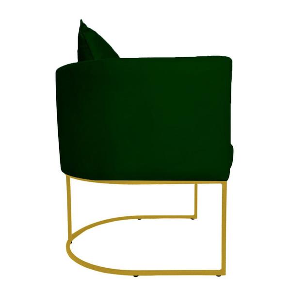 Imagem de Poltrona Luaninha Base Metálica Dourada Suede Verde - Belliv Decor