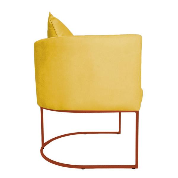 Imagem de Poltrona Luaninha Suede Amarelo Base Metálica Cobre - Belliv Decor