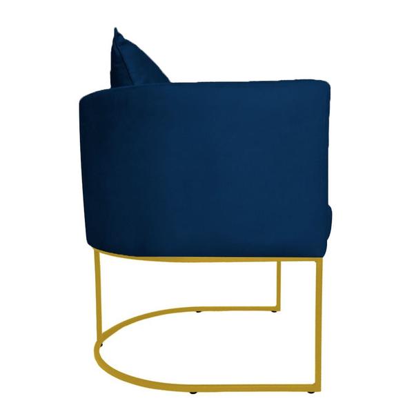 Imagem de Poltrona Luaninha Suede Azul Marinho  Base Metálica Dourada - Belliv Decor