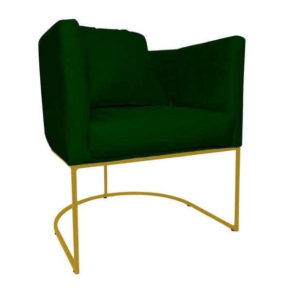 Imagem de Poltrona Luaninha Suede Verde  Base Metálica Dourada - Belliv Decor