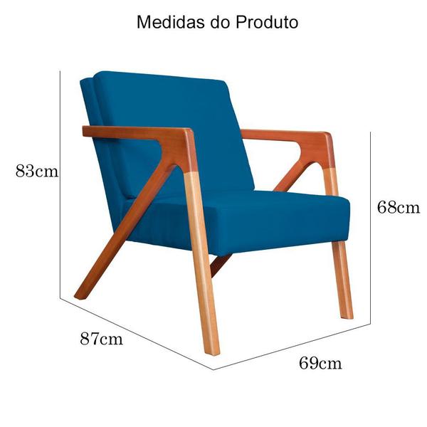 Imagem de Poltrona Luxo Monalisa Suede Azul Royal - Vallisa Decor