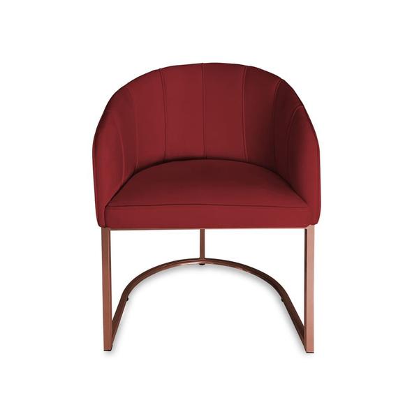 Imagem de Poltrona Mia Suede Bordo Base Metálica Cobre - Vallisa Decor