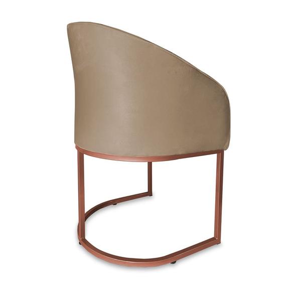 Imagem de Poltrona Mia Suede Cappuccino Base Metálica Cobre - Belliv Decor