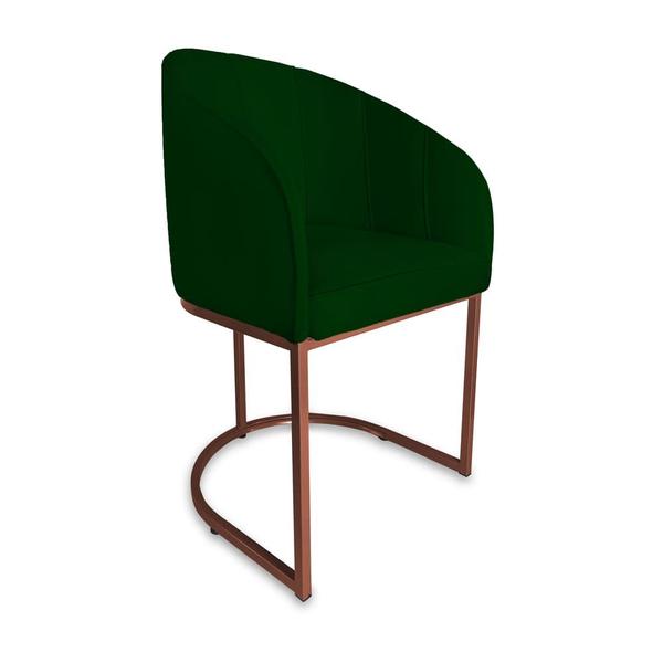 Imagem de Poltrona Mia Suede Verde Base Metálica Cobre - Belliv Decor