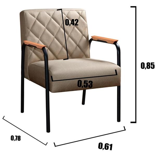 Imagem de Poltrona Moderna Ludmilla Cadeira Braço Metal Matelassê