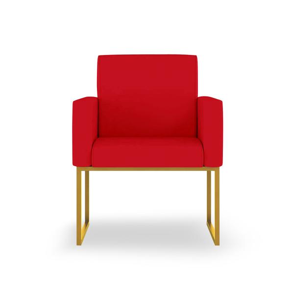 Imagem de Poltrona Moderna para sala cor Vermelho - Base Ferro Dourado